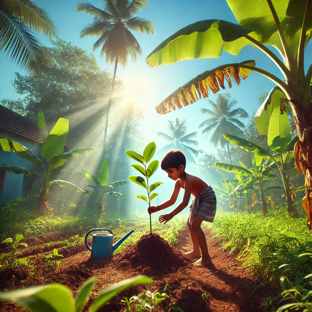 Child planting a sapling