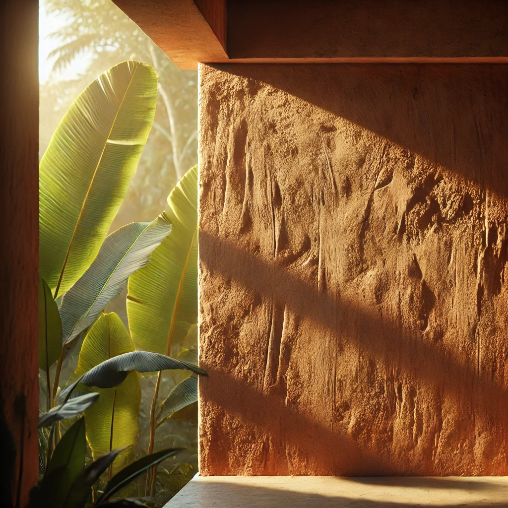Rammed Earth Wall with Sunlight